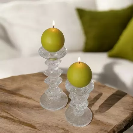 Jalallinen pallokynttilä, oliivi, 2 kpl/pkt - Pallokynttilät - 1402032 - 1