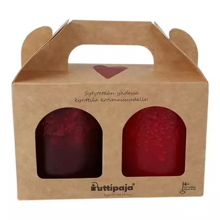 Lahjapaketti, viini ja joulupunainen, 2 läpivärjättyä kynttilää - Yksiväriset pöytäkynttilät - 7915704-1312 - 1